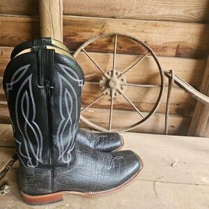 Tony Lama Black Leather Cowboy Boots
